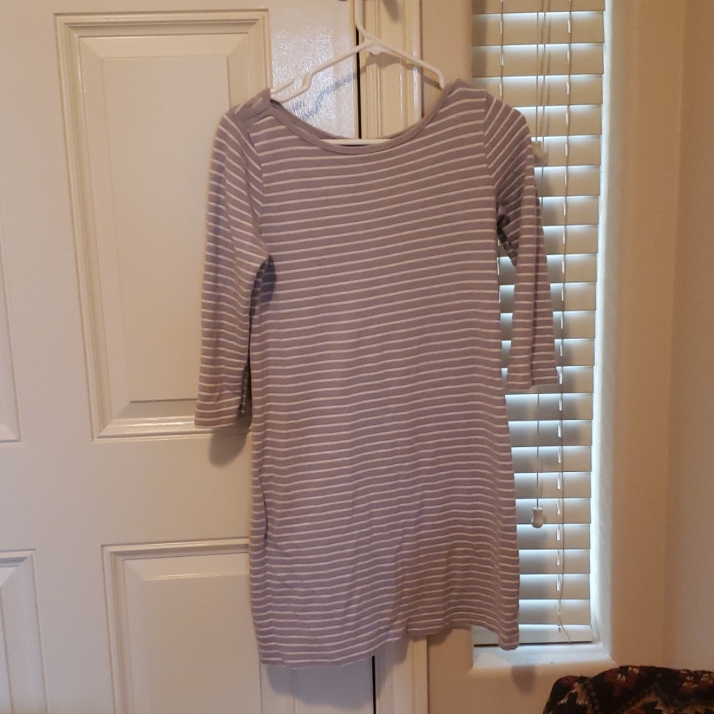 Grey Striped Dress Small